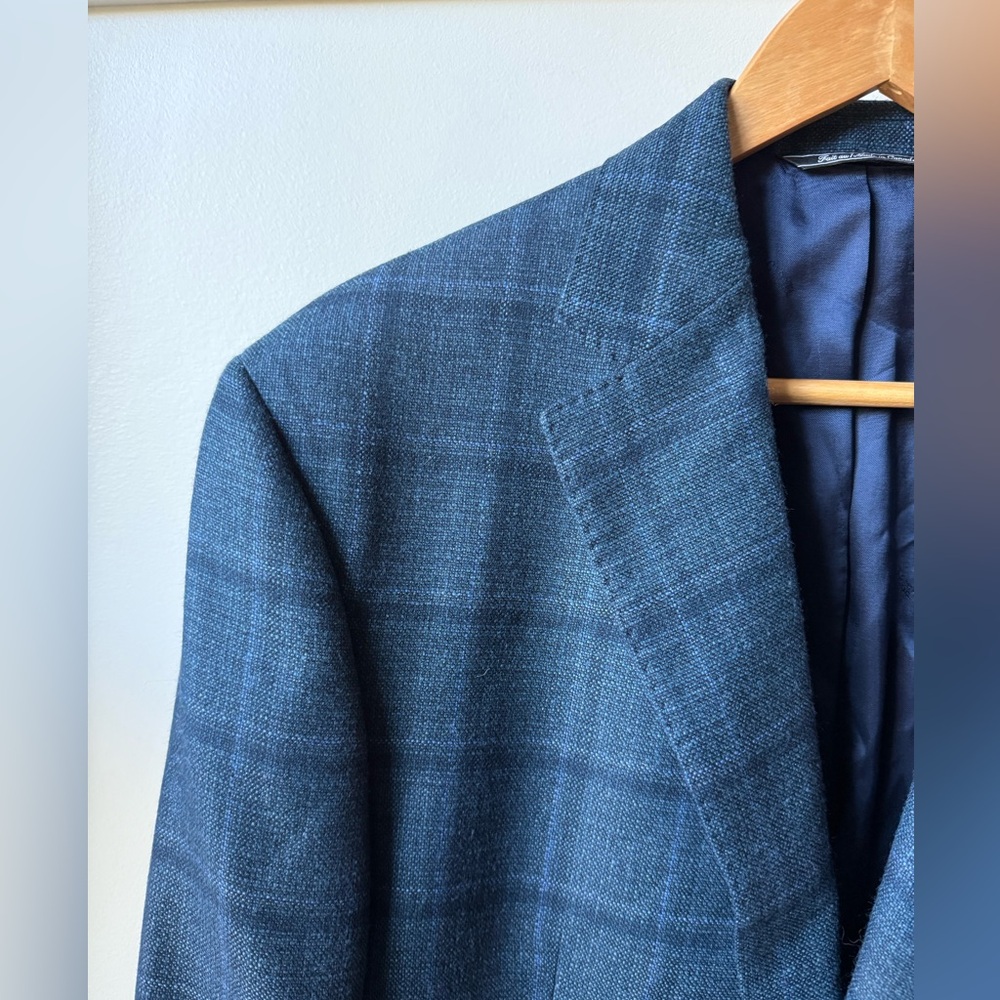 JACK VICTOR LORO PIANA Plaid Wool Silk Blazer Luxury Academia Preppy Office 44 R